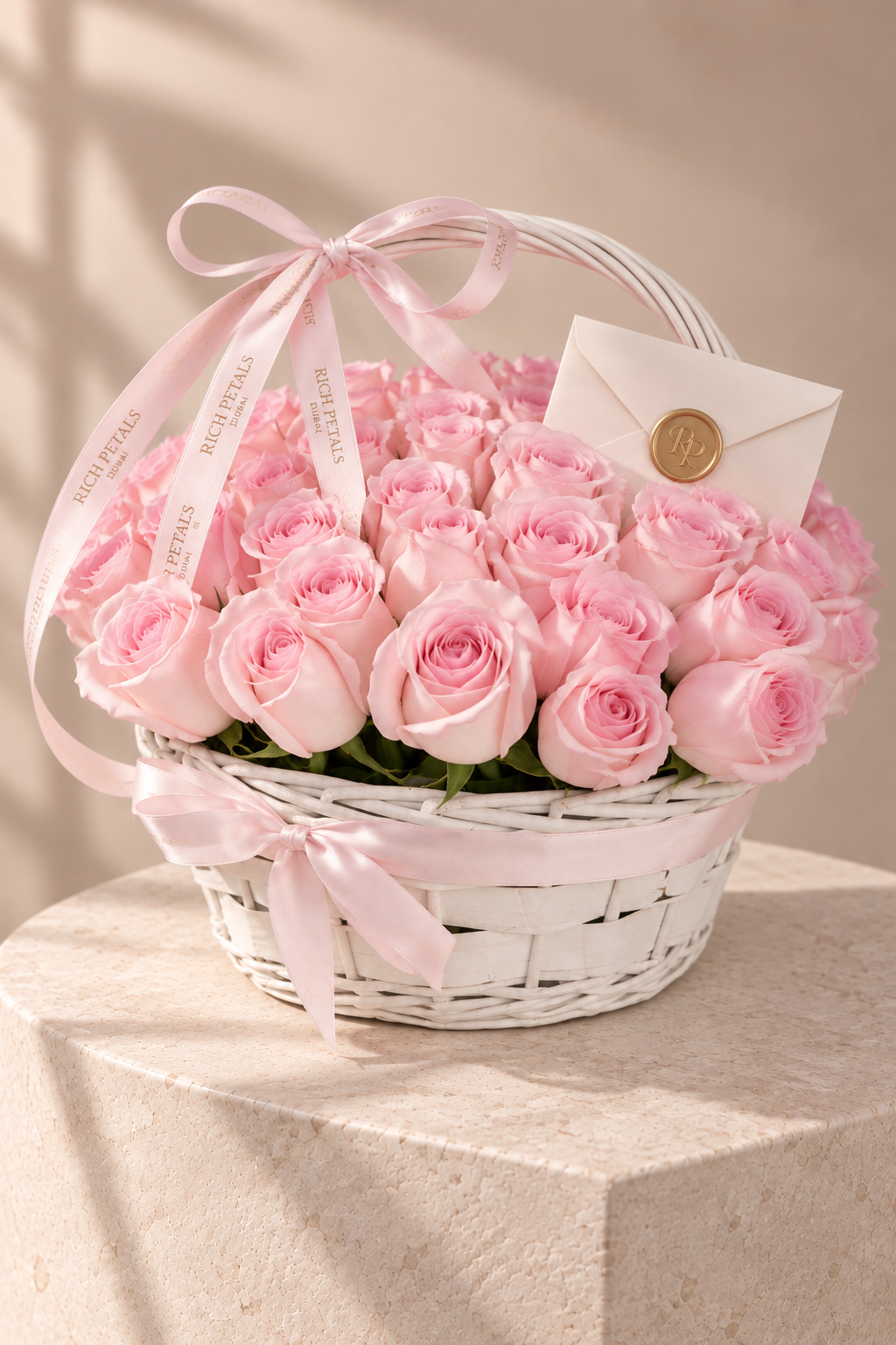 "Etoile" 35 Light pink Roses basket