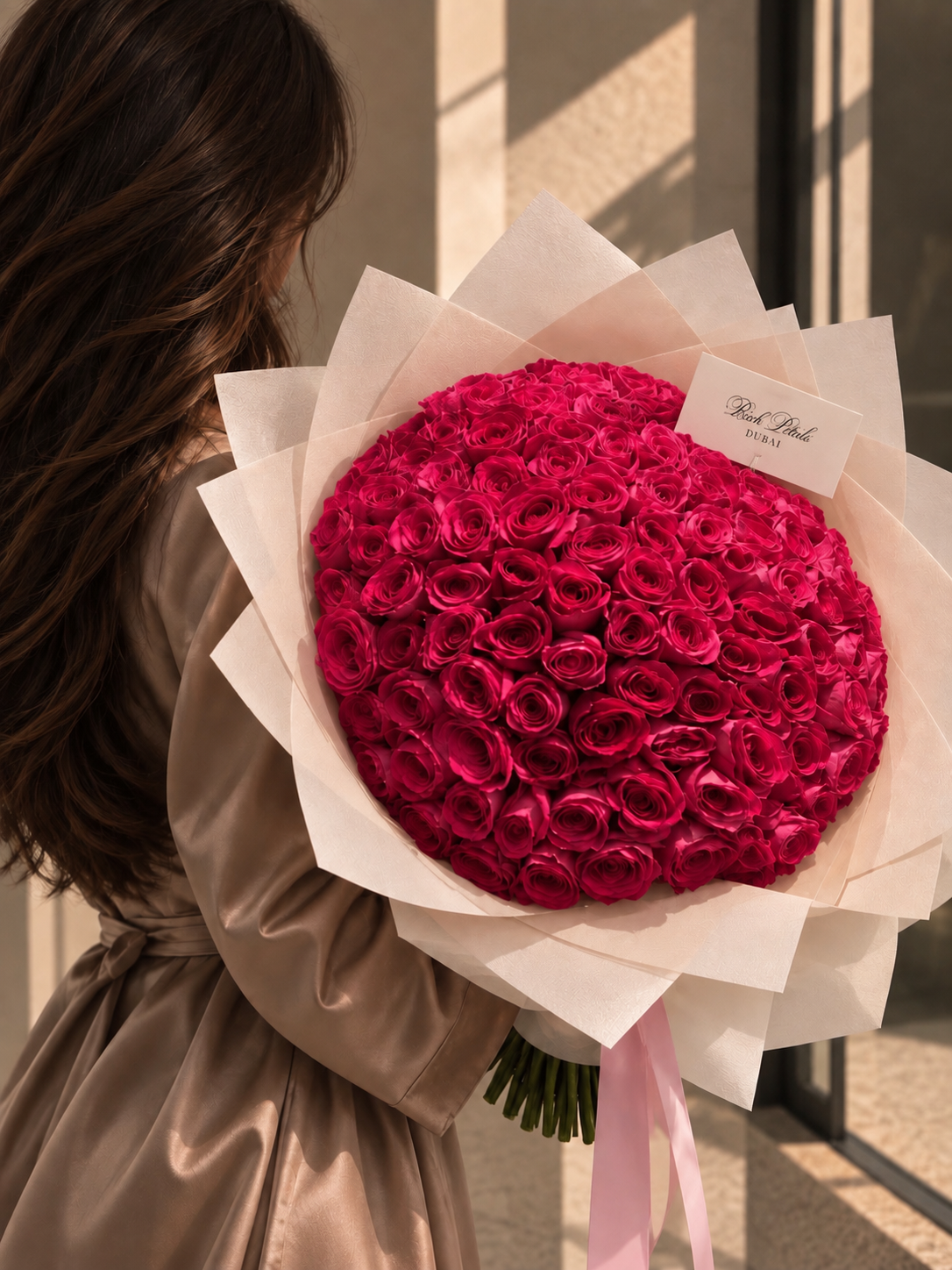 80 Deep Pink Roses Bouquet