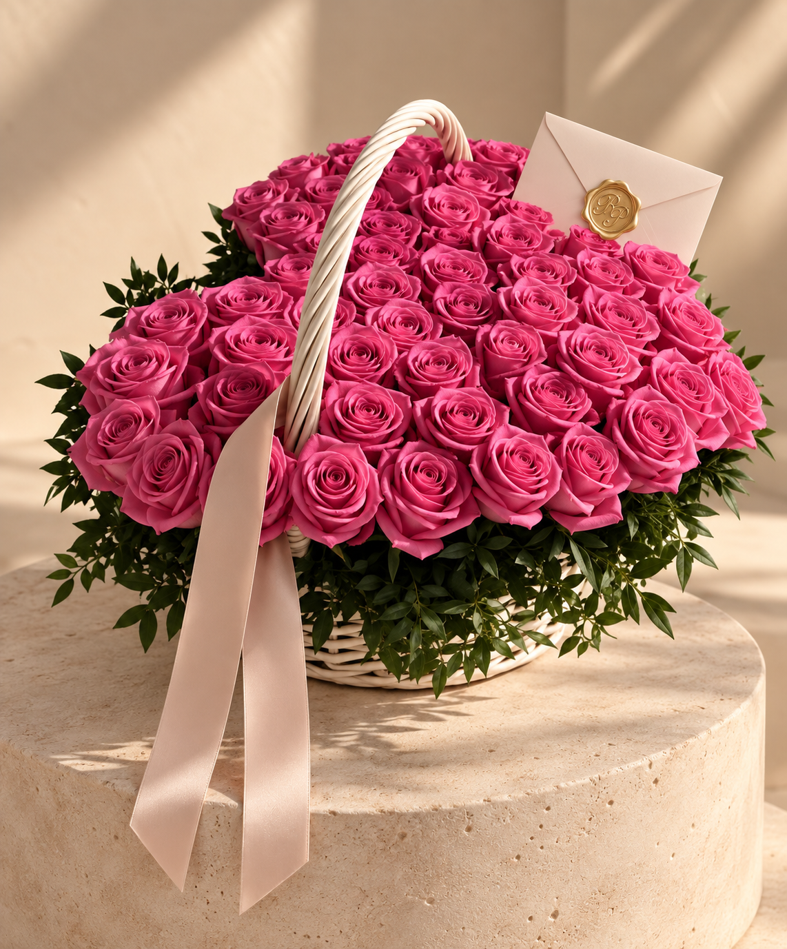 Heart  Basket "Giselle" 50 roses