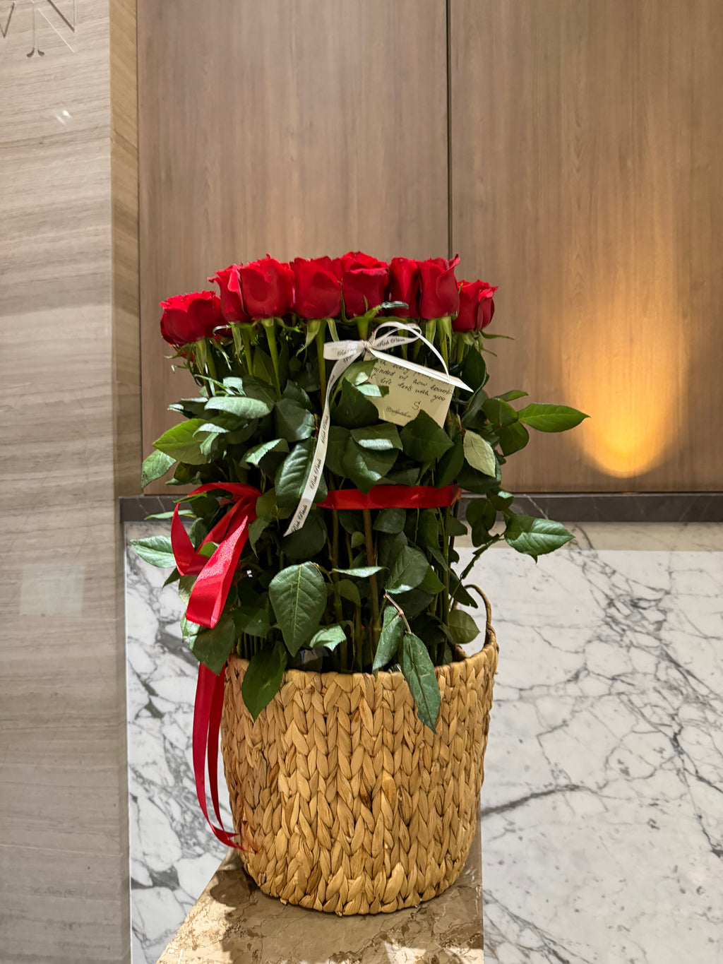 Tall roses is Basket