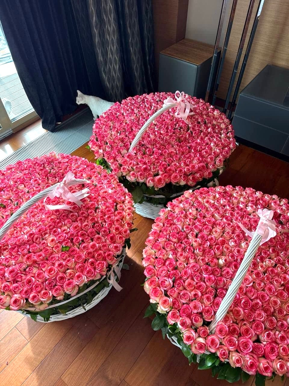 3 Huge Baskets of Roses