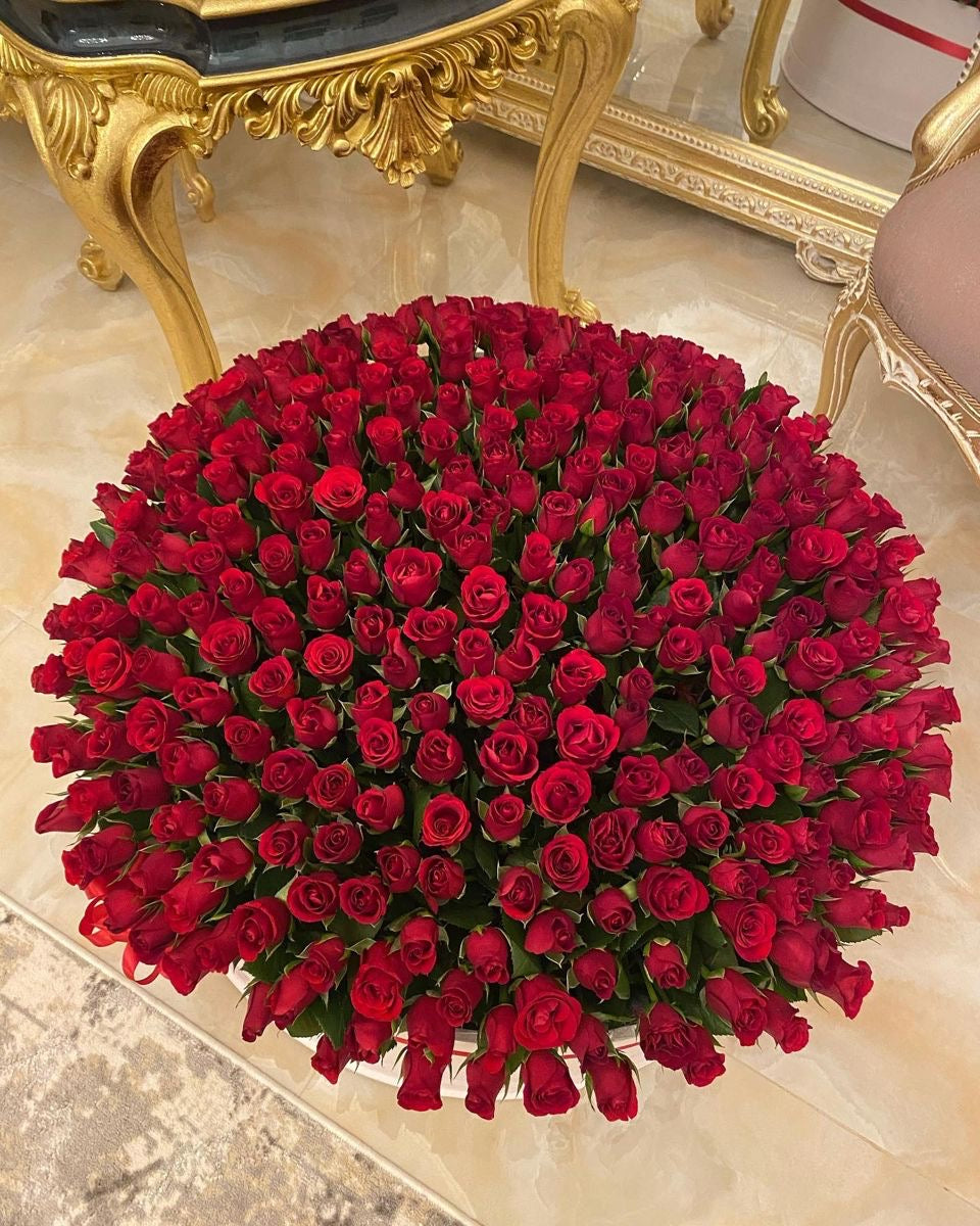 300 Red Roses Basket