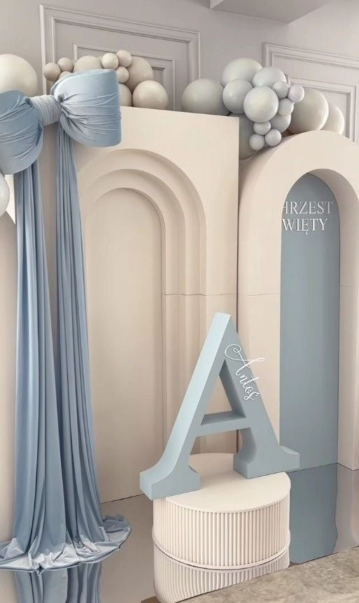 Light Beige & Light Blue Birthday Backdrop